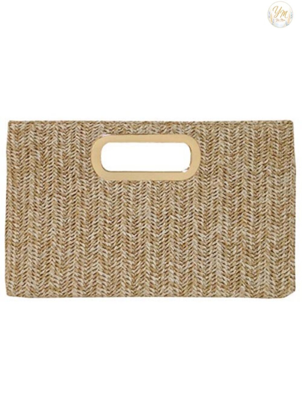 Straw Raffia Clutch Top Handle Woven Summer Evening Bag with Chain Strap